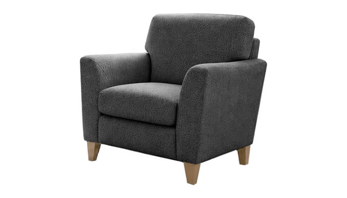 Signature Collection Small Armchair in Cosmo Graphite Fabric with Oak Wood Legs